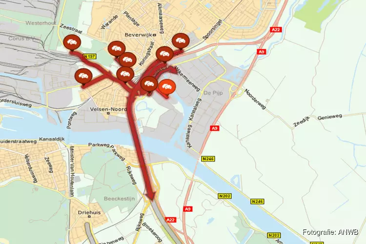 Chaos op wegen in de IJmond door ongeluk in Velsertunnel